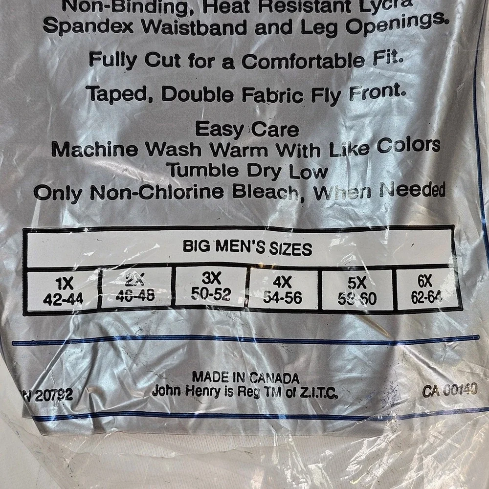 John Henry Big Mens Briefs 2X 46-48 White Burgundy Cotton 3pk Vintage Canada